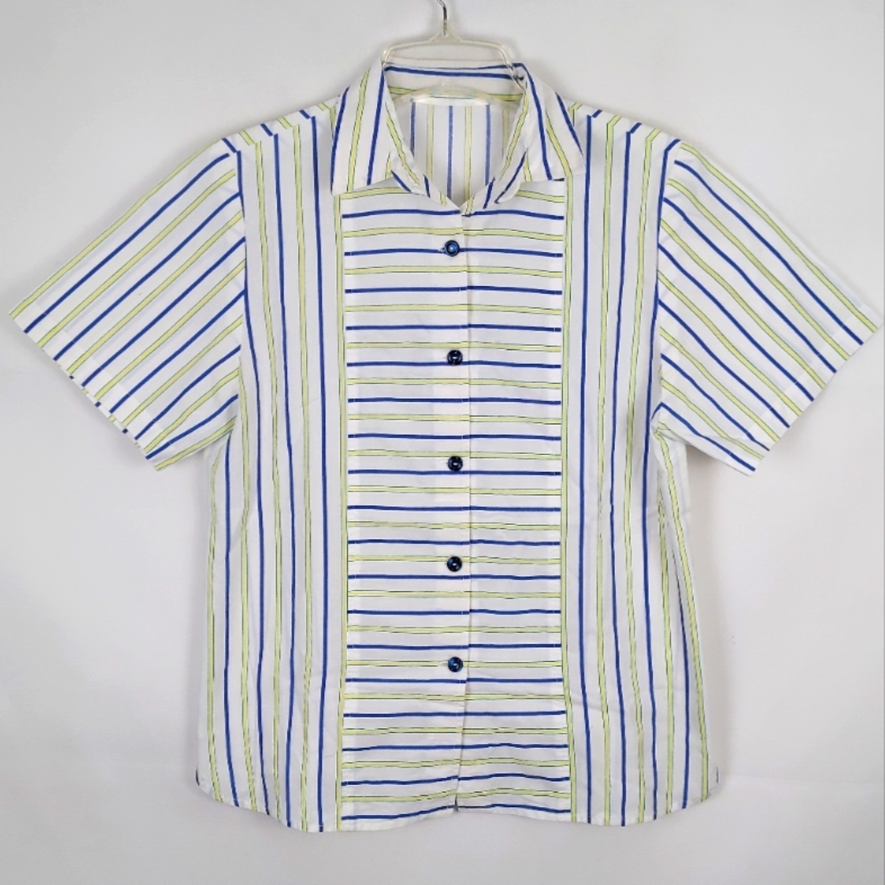 Vintage 90's Striped Button Down Shirt Top Womens L/XL Casual Streetwear Western